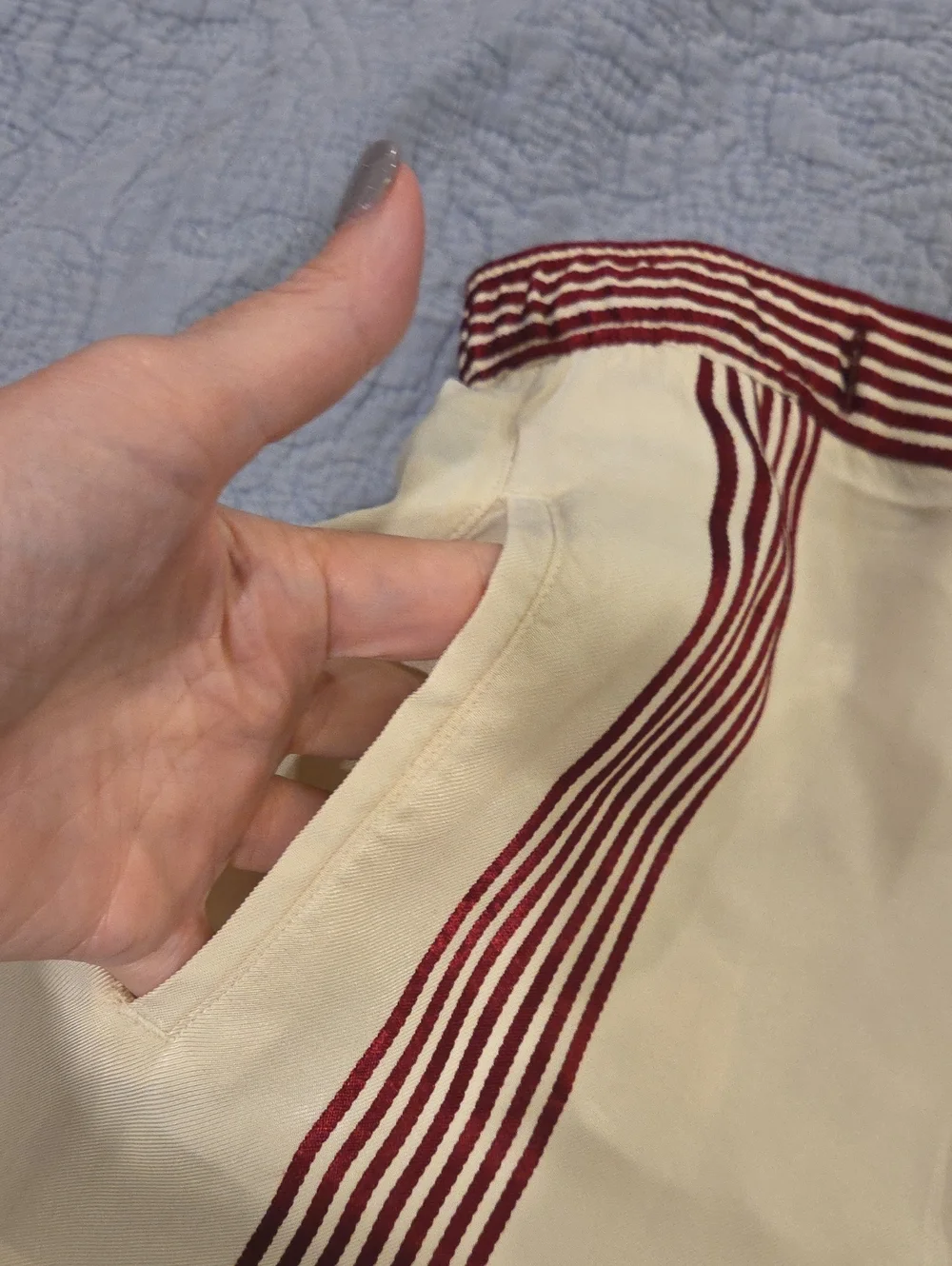 Zara High Waist Striped Wide-Leg Palazzo Pants-- Ecru & Burgundy Size M! - Picture 9 of 11